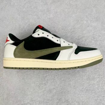 Travis Scott × Jordan AJ1 Low OG – Black/White For Women